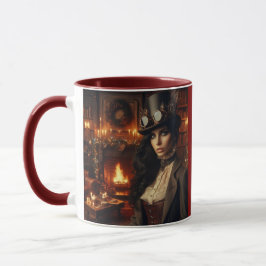 Taza Steampunk Vintage Victoriana Navidades Rojo
