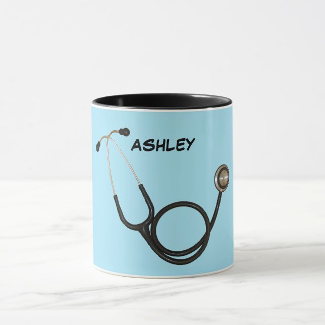 Taza Stethoscope con el nombre personalizado Ringer Mug (Centro)