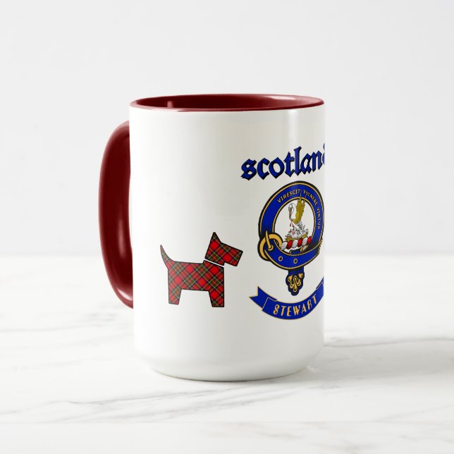 Taza Stewart Badge & Tartan Scottie Perros personalizad (Anverso izquierdo)