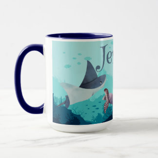 Taza Stingray y tortuga personalizadas bajo el mar