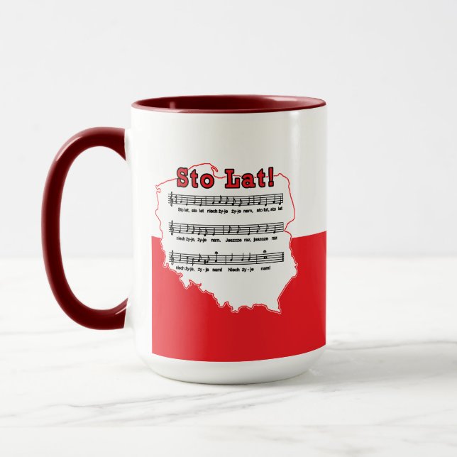Taza ¡Sto Lat! Mapa de canciones polacas (Izquierda)