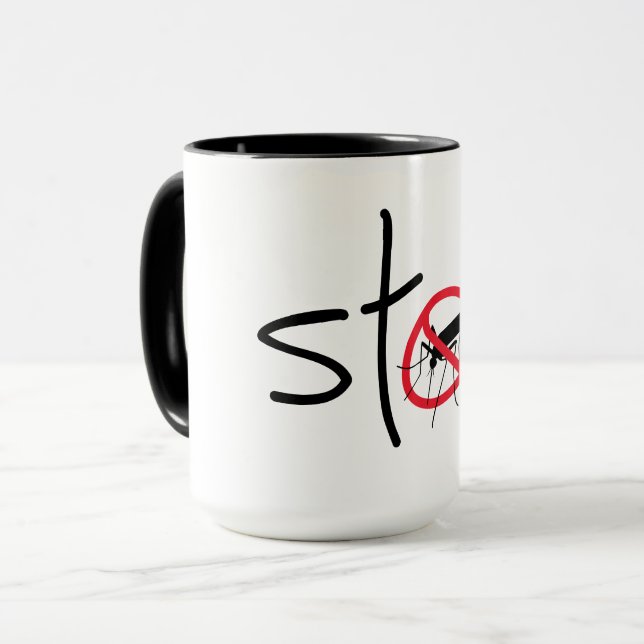 Taza Stop malaria, zika of dengue. Virus, steek muggen. (Anverso izquierdo)