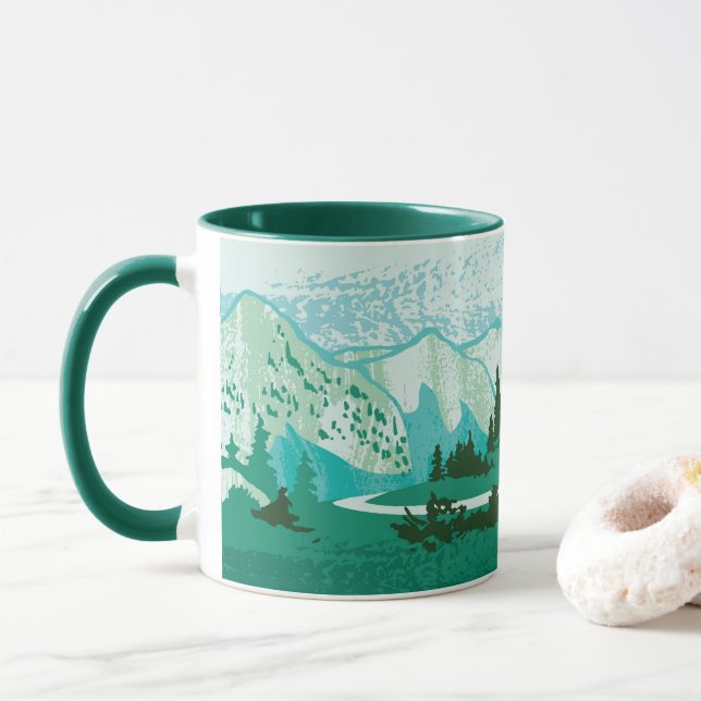 Taza Straße in den Bergen. Klassische Tasse, 325 ml (Con donut)