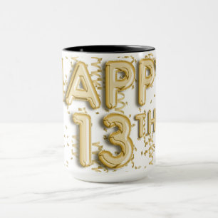 Taza Streamers de oro Felices 13 años