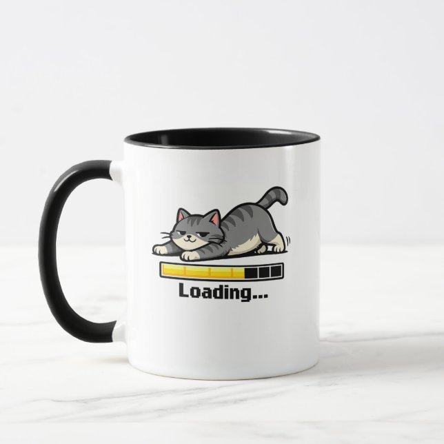 Taza Stretching Cat Loading Bar Funny Motivational Cart (Izquierda)