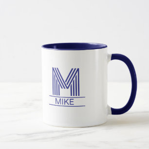 Taza Striped Monogram Initial & Name Two-Tone
