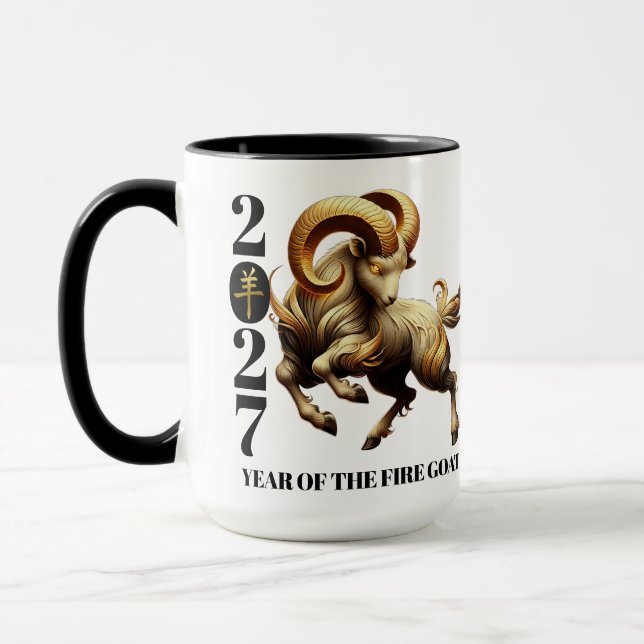 Taza Stunning Red Gold Chinese Year of Fire Goat 2027 (Izquierda)