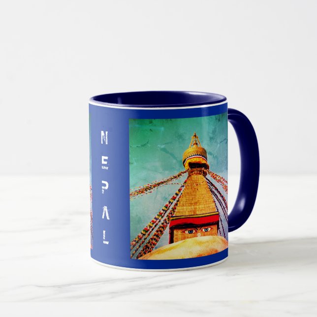 Taza Stupa Boudhanath, Buddha Eyes, Katmandú, Nepal (Anverso derecho)