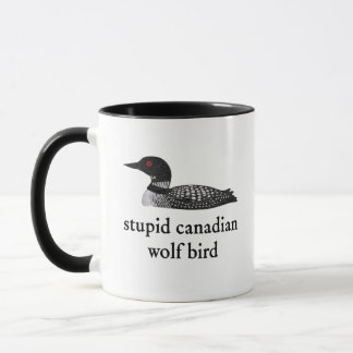 Taza Stupid Canadian Wolf Bird Hockey Romance for Hocke
