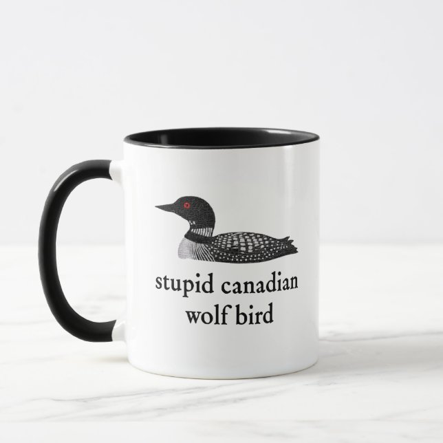 Taza Stupid Canadian Wolf Bird Hockey Romance for Hocke (Izquierda)