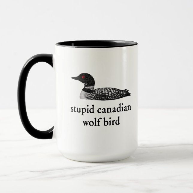Taza Stupid Canadian Wolf Bird Hockey Romance for Hocke (Izquierda)