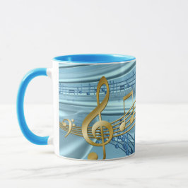 Taza Stylish Trendy Baby Blue Musical Notes