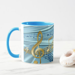 Taza Stylish Trendy Baby Blue Musical Notes