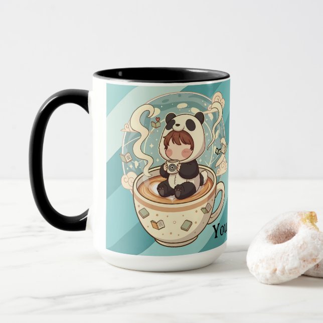 Taza Stylish Two-Tone Panda Coffee Mug (Con donut)