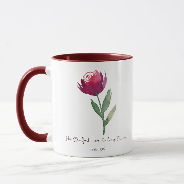 Taza Su Amor inquebrantable acuarela rosa roja   (Izquierda)
