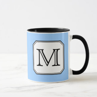 Taza Su letra. Monograma de encargo. Blanco del negro