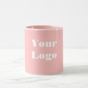 Taza Su logotipo blanco rosado