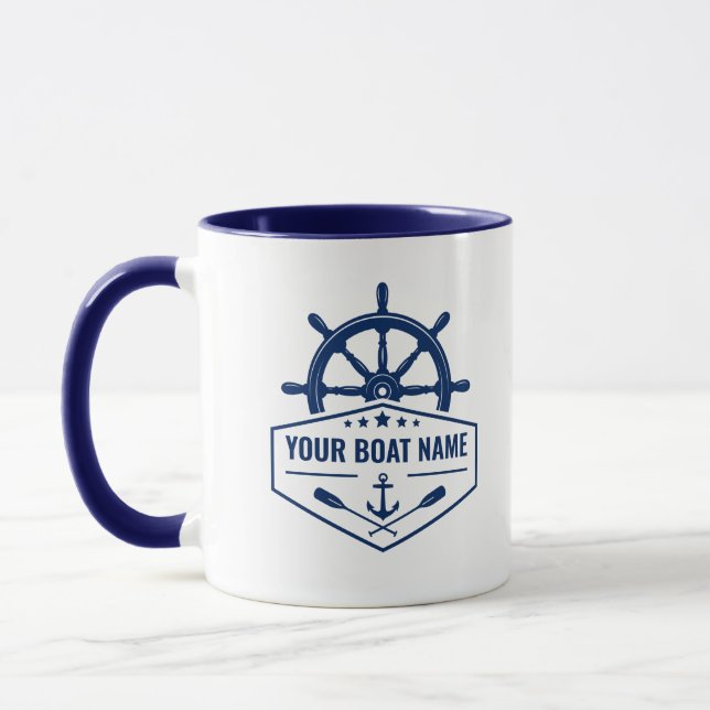 Taza Su Nombre De Barco Ancla Náutico Agujero 2 Tono (Izquierda)