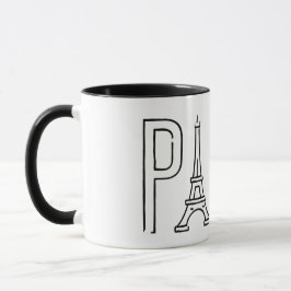 Taza [su nombre] en París - Tipografía de la Torre Eiff