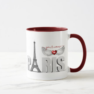 Taza Su nombre en París Torre Eiffel Alas del Ángel del