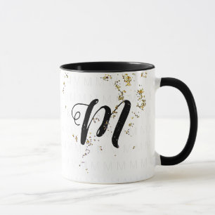 Taza su nombre monogramado / monograma b/w