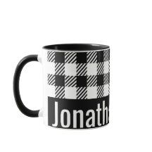 Su nombre mug Black White Gingham Checks