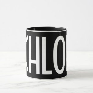 Taza Su nombre, negrita Texto blanco   Negro