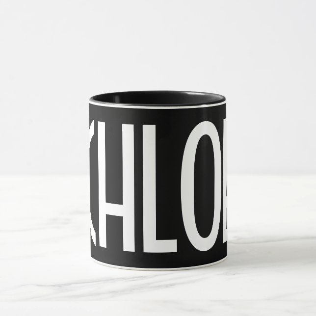 Taza Su nombre, negrita Texto blanco | Negro (Centro)