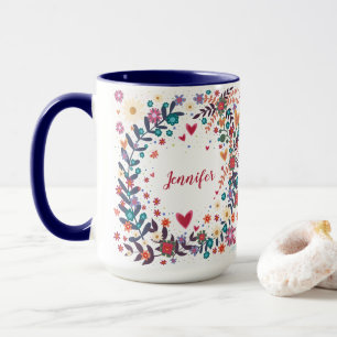 Taza Su Nombre Personalizado Floral Bonito Inespiritivi
