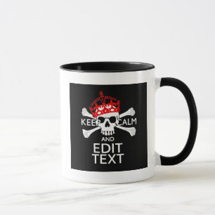 Taza Su texto guarda el cráneo rojo tranquilo de la