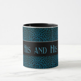 Taza Su y su azul Cheetah Print y Black