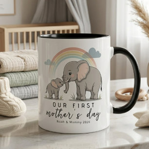 Taza Suave Día de las Madres Elefante Mamá Bebé Primer 