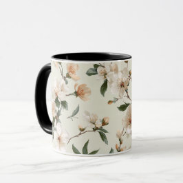 Taza Suave Flor de Melocotón Marfil Patrón Floral