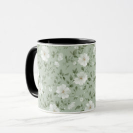 Taza Suave patrón floral de crema de flor verde