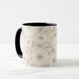 Taza Suave patrón floral de girasol crema neutral