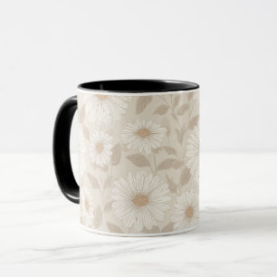 Taza Suave patrón floral de girasol crema neutral