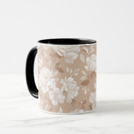 Taza Suave patrón floral rosa beige neutral