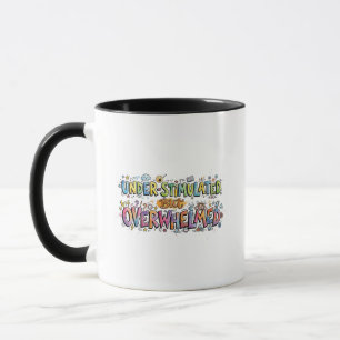 Taza Subestimulado pero abrumado Doodle divertido