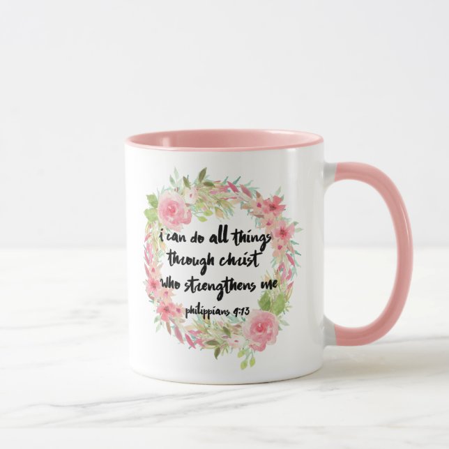 Taza subió rosa hermoso del 4:13 de los filipenses (Derecha)