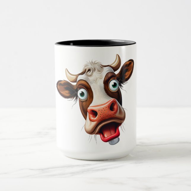 Taza Sublimación de la cara de vaca divertida (Centro)