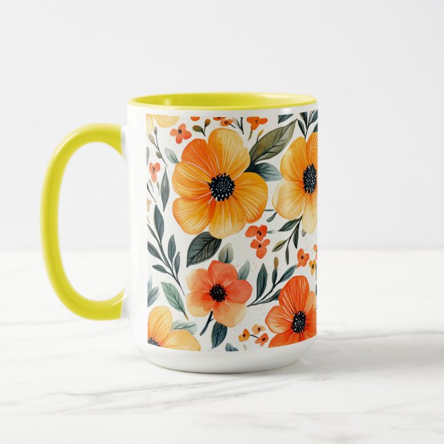 Taza Sublimación del patrón floral de flores-95654 (Izquierda)