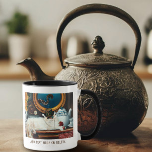 Taza Submarino de Té de Gato Victoriano de Crema Estilo