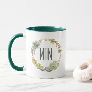Taza Succulents, ramitas y el día de madre de las