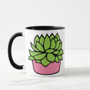 Taza Suculento en el Ilustracion de la olla rosa