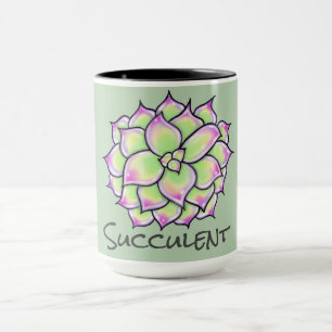 Taza Suculentos coloridos, florales en el desierto de c