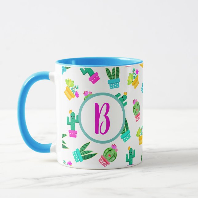 Taza Suculentos Kawaii y Cactus (Izquierda)
