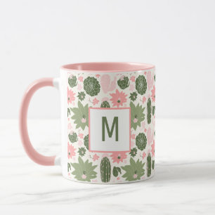 Taza Sucultores De Cactus Verde Rosa-Cuta Con Monograma