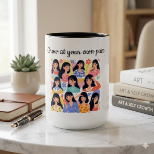 Taza Sudaderas con retrato de mujer floral Crece a tu p