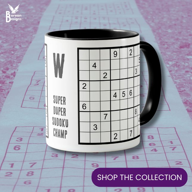 Taza Sudoku Monograma Nombre (Customizable SUDOKU Monogram mug for your favorite puzzle lover)