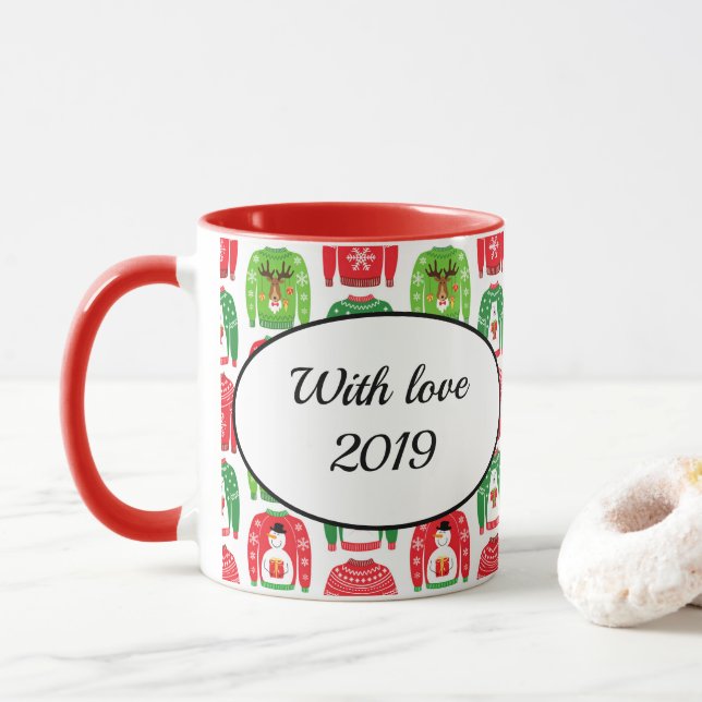Taza Sudores de Navidad feos sudores oso polar Snowman  (Con donut)